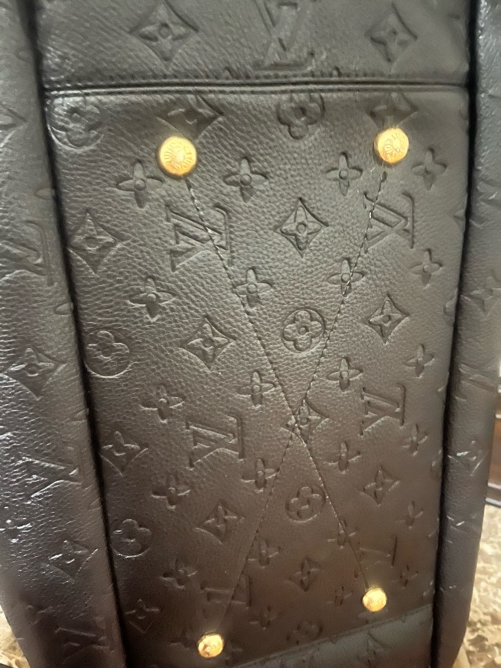 Black Monogram Embossed Leather Top-Handle Bag - Picture 3 of 5